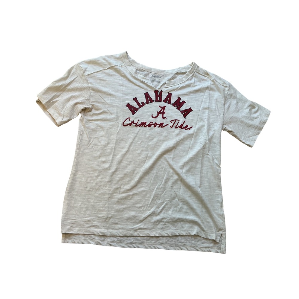 Captivating Alabama Crimson Tide Slub Knit T-Shirt Cream Womens Large L Tee